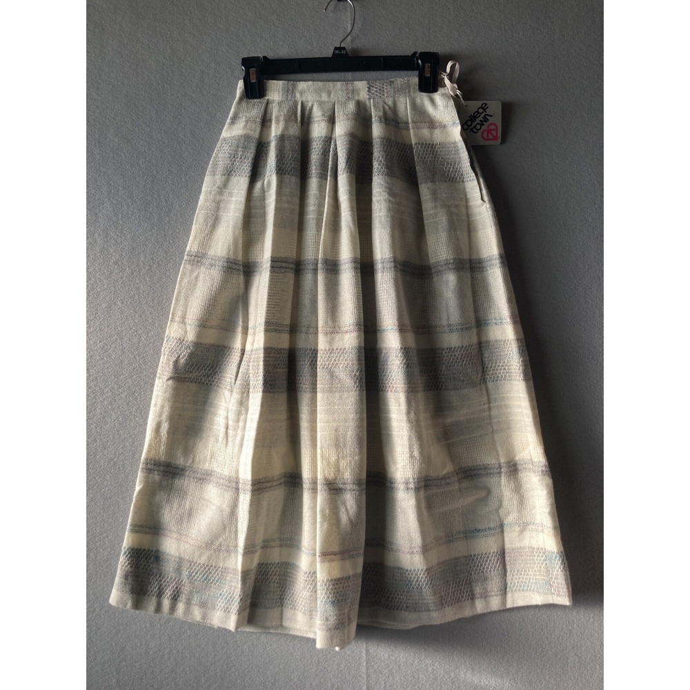 College Town Women's Skirt 7/8 Stripe Pleated A-line Wool Angora Blend #2182